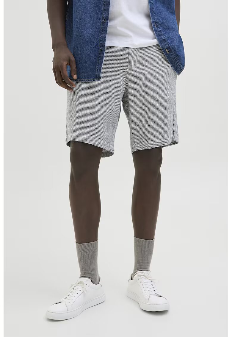 Jack & Jones Pantaloni scurti din amestec de in - Alb murdar/Albastru