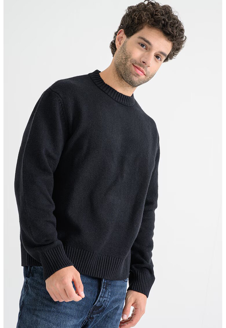 Jack & Jones Pulover cu decolteu la baza gatului si maneci cazute - Negru