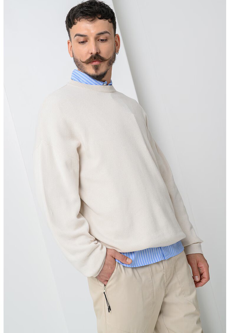 Jack & Jones Pulover cu decolteu la baza gatului Signal - Alb fildes