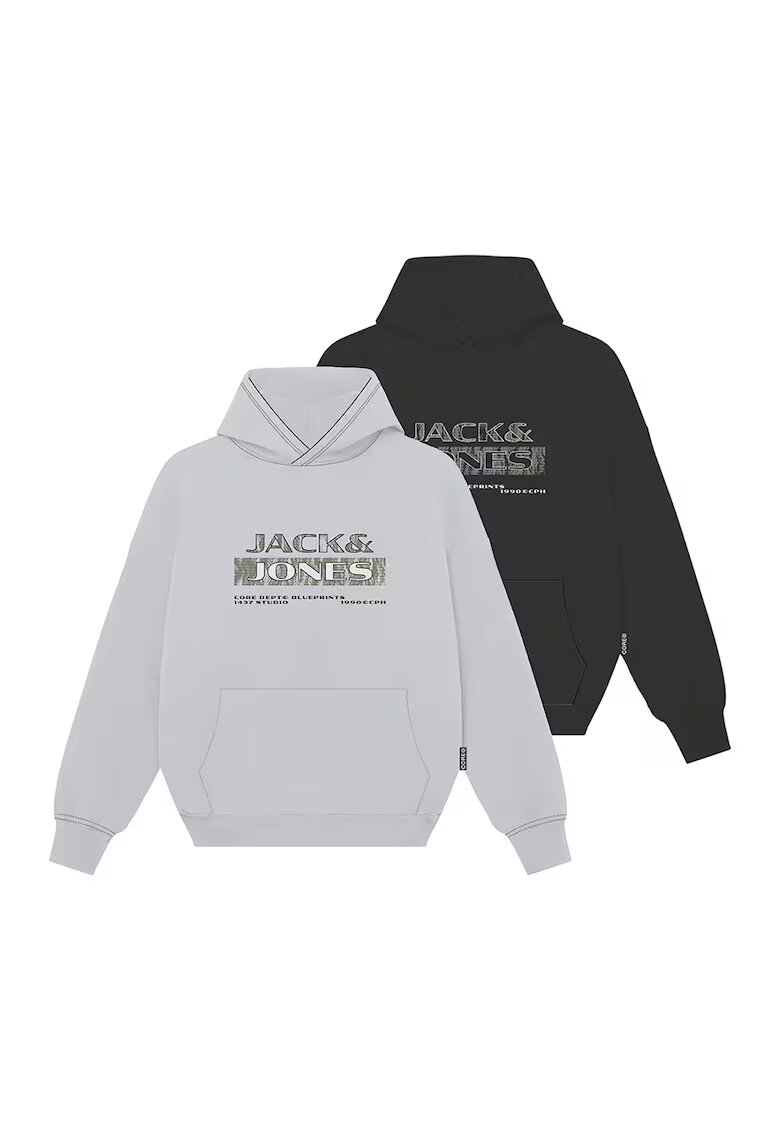 Jack & Jones Set de hanorace cu imprimeu logo - 2 piese - Alb/Negru
