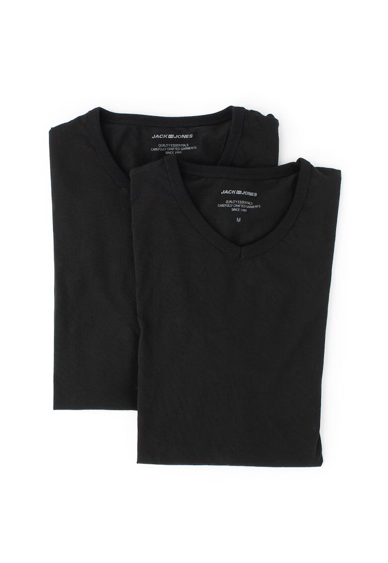Jack & Jones Set de tricouri cu decolteu in V Basic - 2 piese - Negru