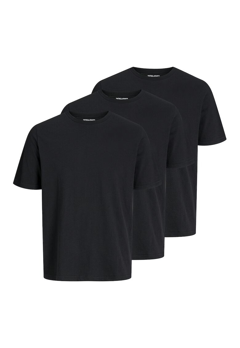 Jack & Jones Set de tricouri din amestec de bumbac cu decolteu la baza gatului - 3 piese - Negru