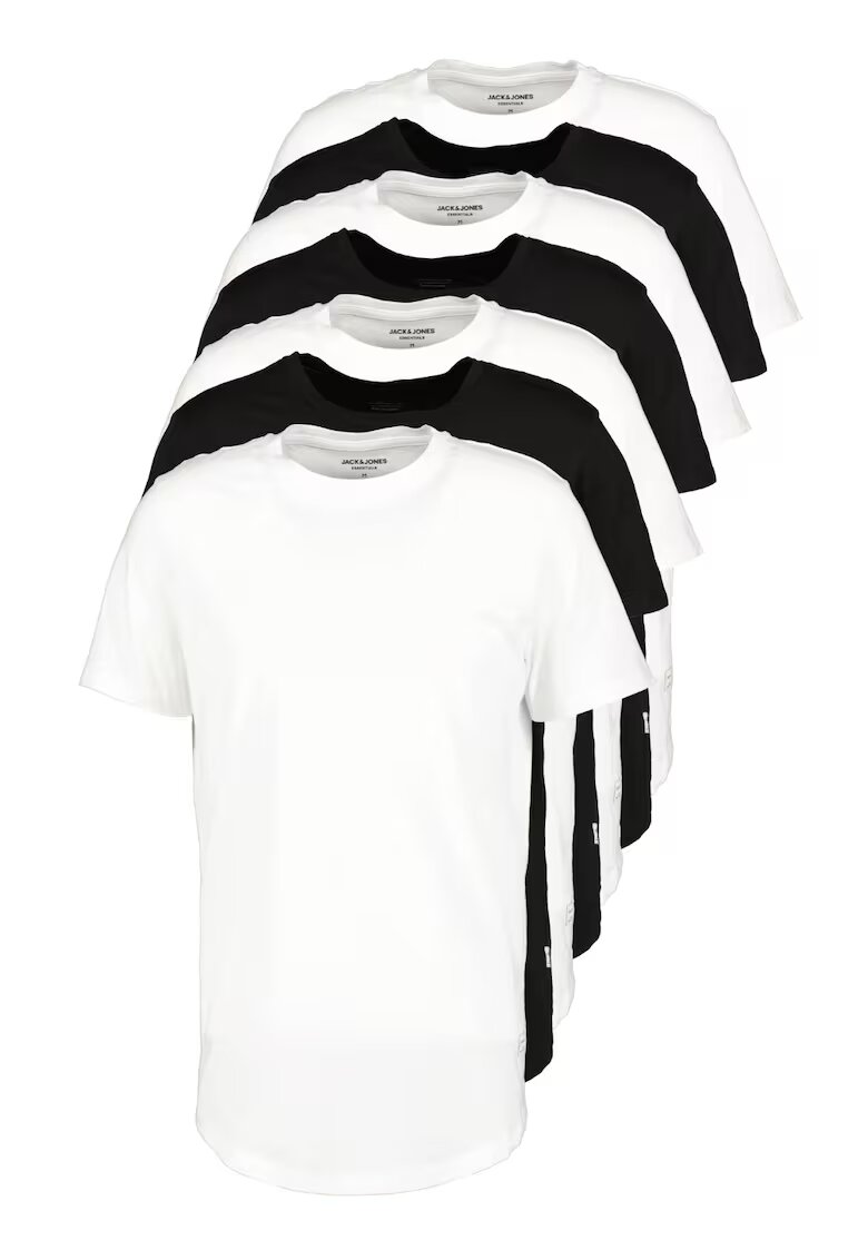 Jack & Jones Set de tricouri din bumbac cu decolteu la baza gatului - 7 piese - Alb/Negru