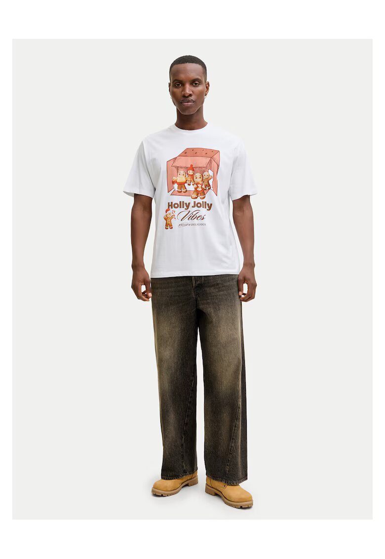 Jack & Jones Tricou barbati alb - bumbac