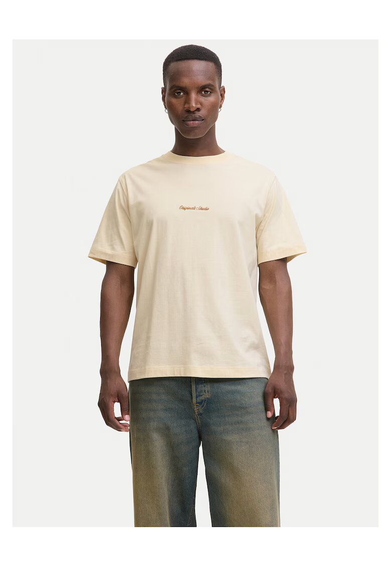Jack & Jones Tricou barbati ecru - bumbac