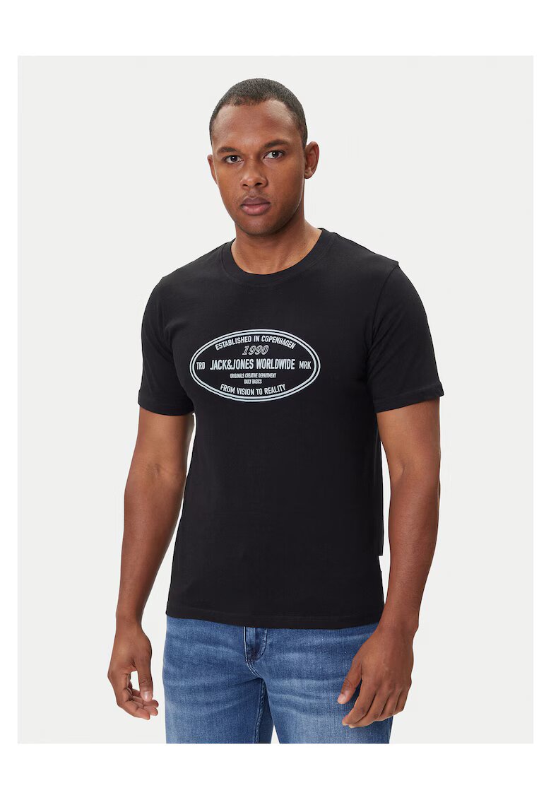 Jack & Jones Tricou barbati negru - bumbac
