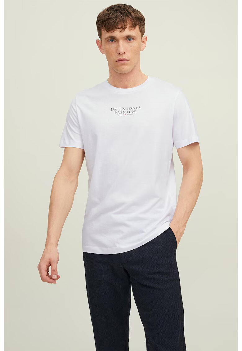 Jack & Jones Tricou cu decolteu la baza gatului - Alb