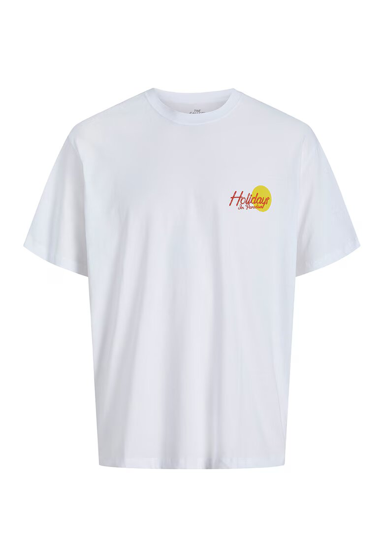 Jack & Jones Tricou cu decolteu la baza gatului si imprimeu - Alb/Albastru