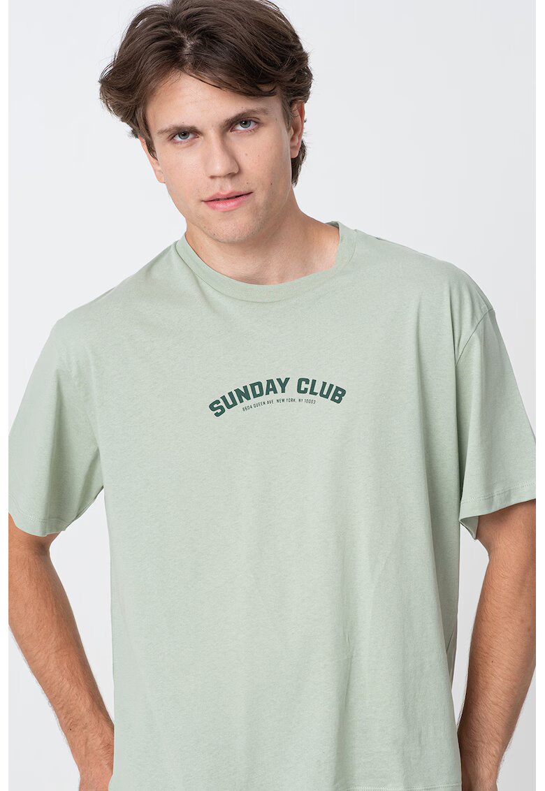Jack & Jones Tricou cu decolteu la baza gatului si imprimeu logo - Verde deschis