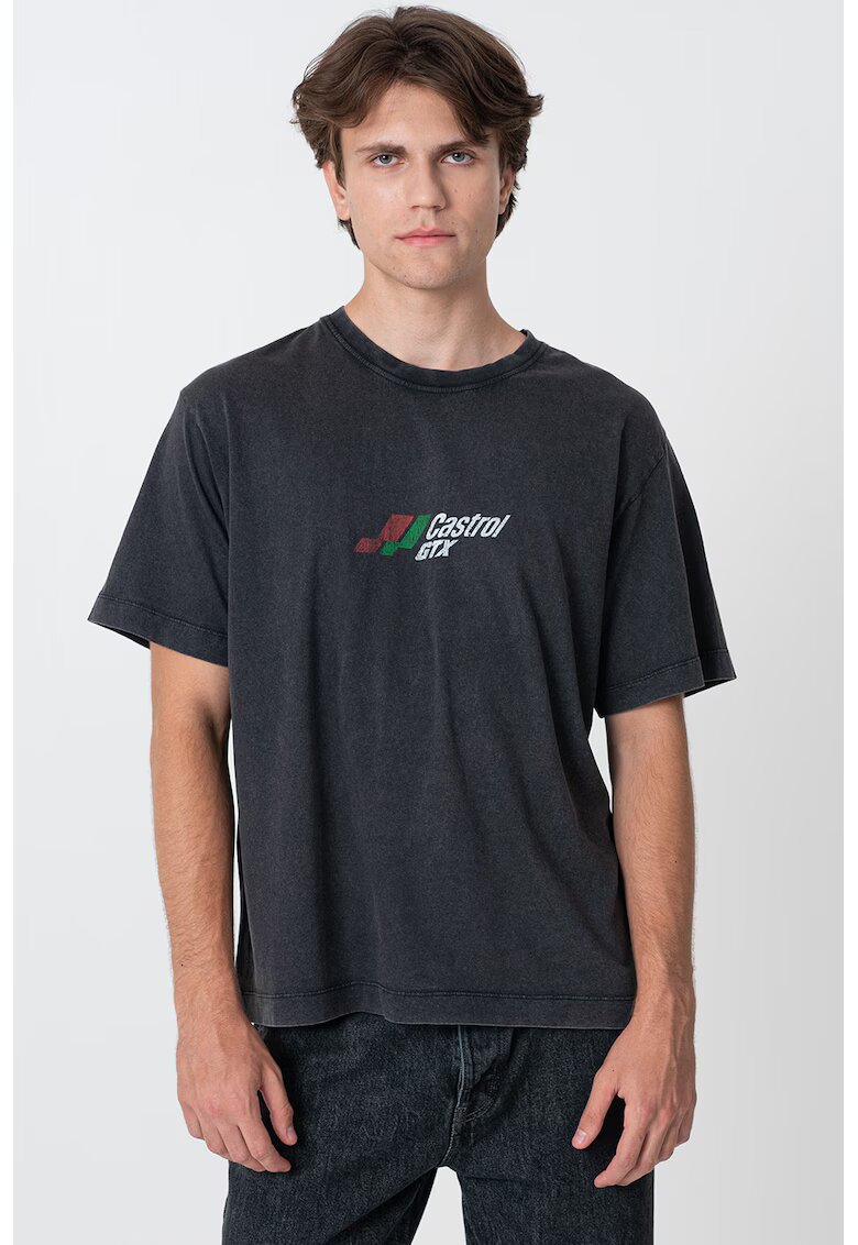 Jack & Jones Tricou de bumbac cu design grafic pe partea din spate - Negru melange