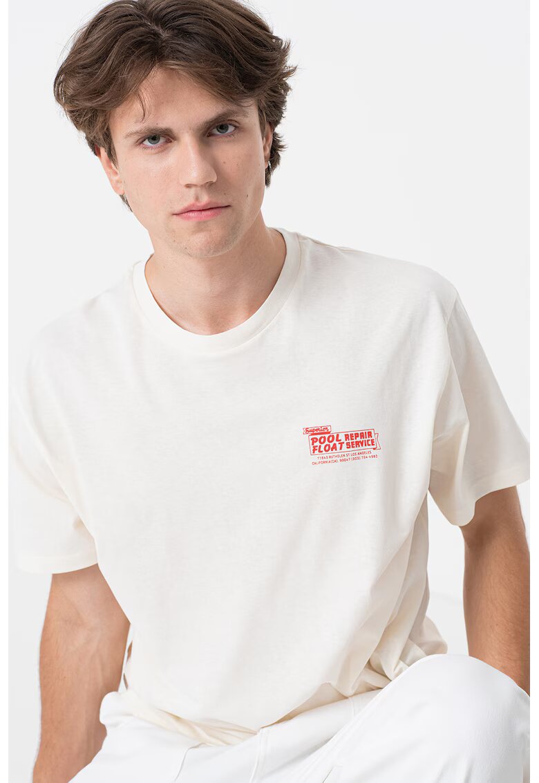 Jack & Jones Tricou de bumbac cu imprimeu pe partea din spate - Rosu/Bej deschis