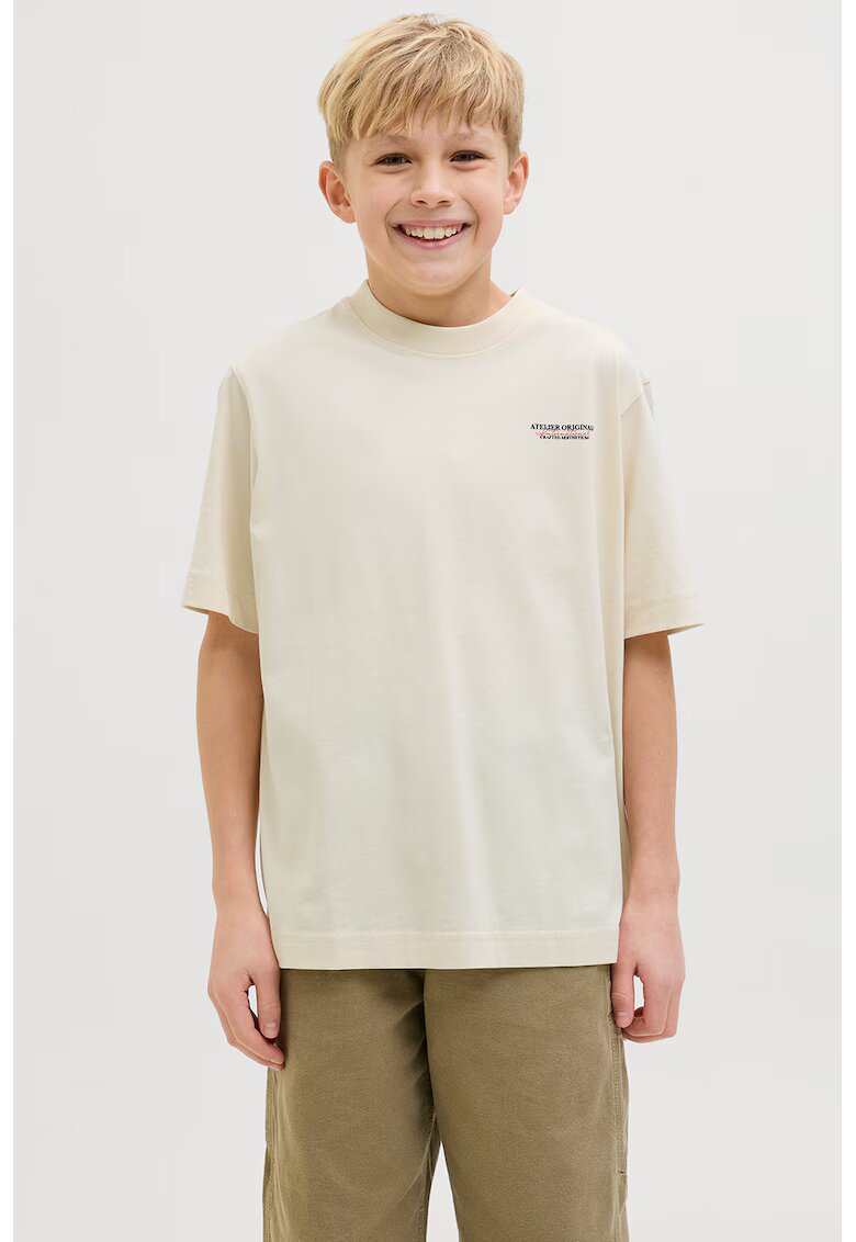 Jack & Jones Tricou de bumbac cu imprimeu text - Verde pal/Bleumarin