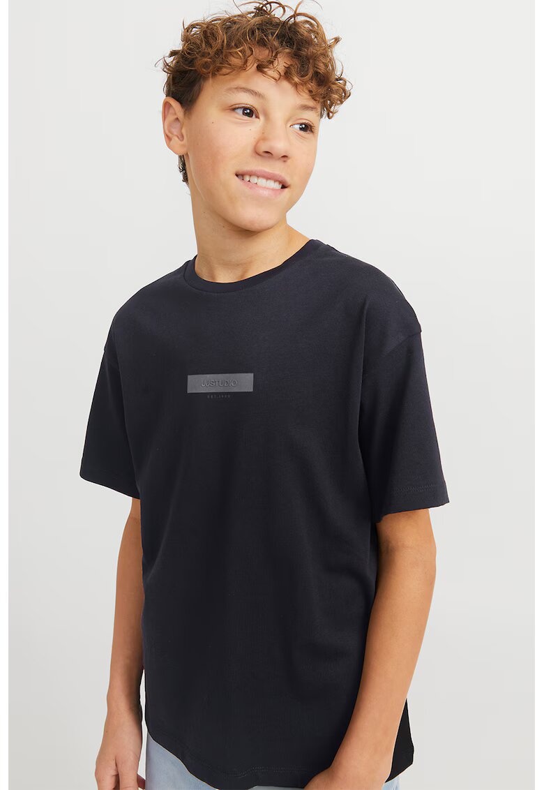 Jack & Jones Tricou de bumbac cu text - Gri/Negru stins