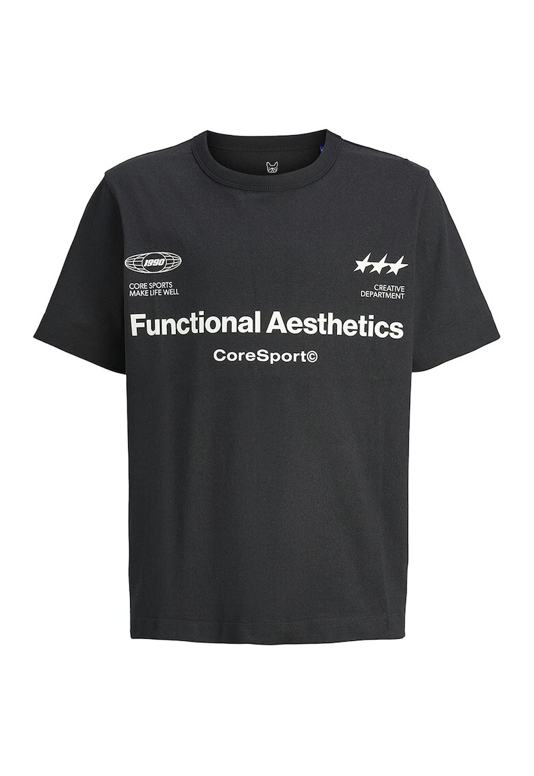 Jack & Jones Tricou de bumbac organic cu imprimeu - Alb/Negru