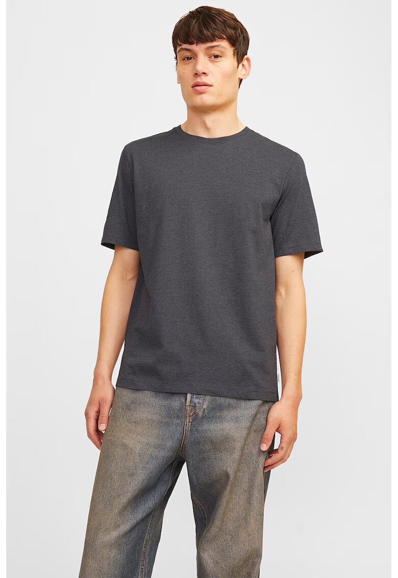 Jack & Jones Tricou din amestec de bumbac cu decolteu la baza gatului - Gri inchis melange