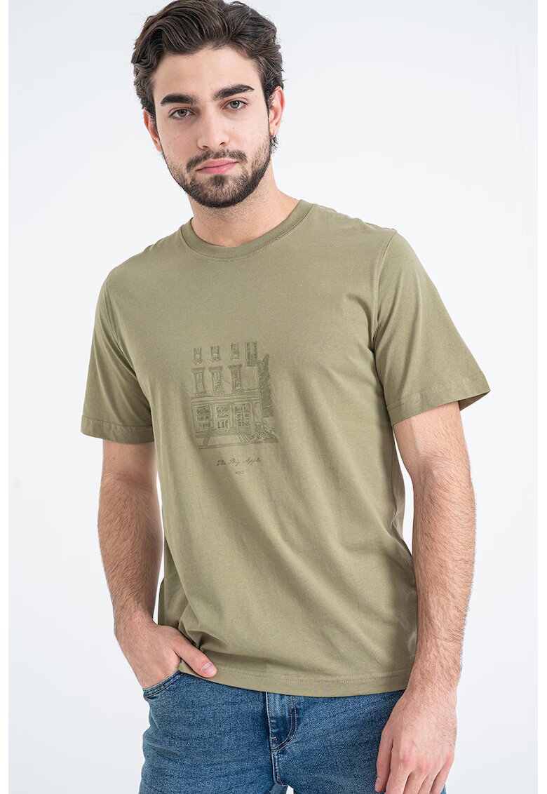 Jack & Jones Tricou din bumbac organic cu imprimeu pe piept Blabreeze - Kaki