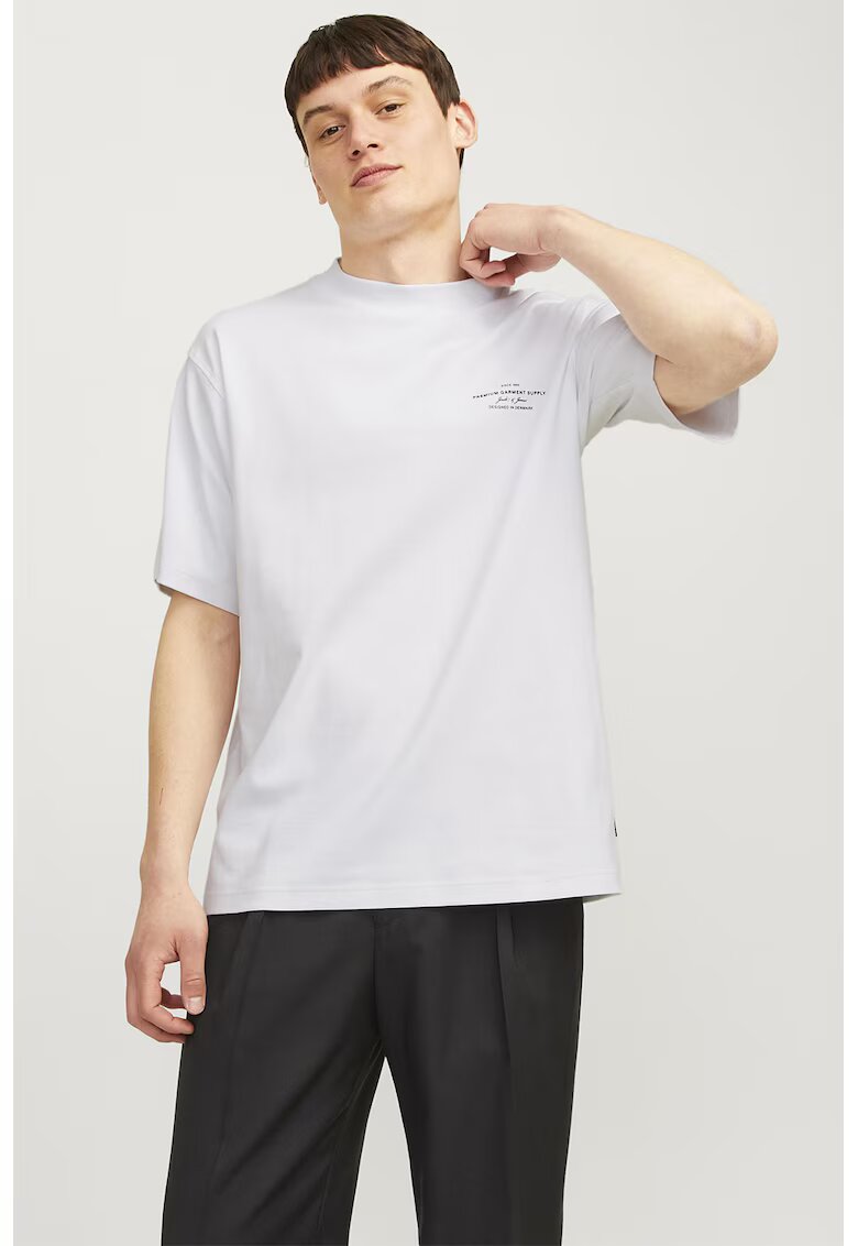 Jack & Jones Tricou lejer cu detaliu text - Negru/Alb optic
