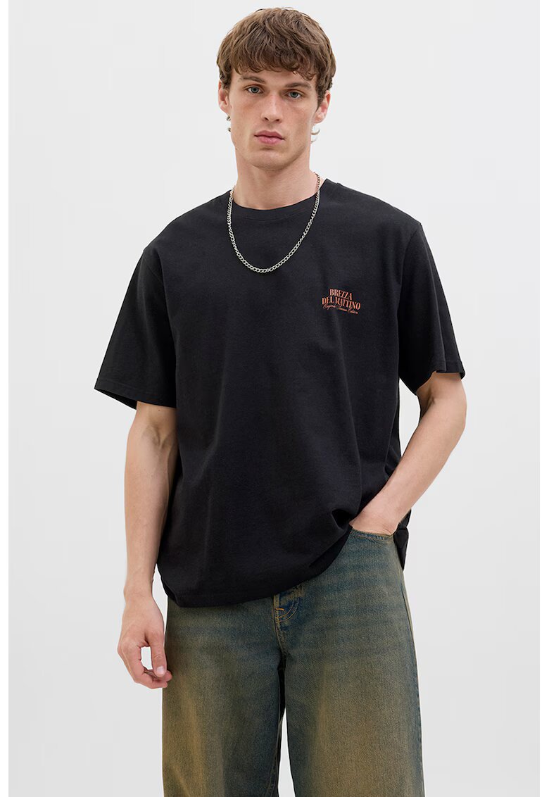 Jack & Jones Tricou lejer de bumbac cu imprimeu foto pe partea din spate - Negru