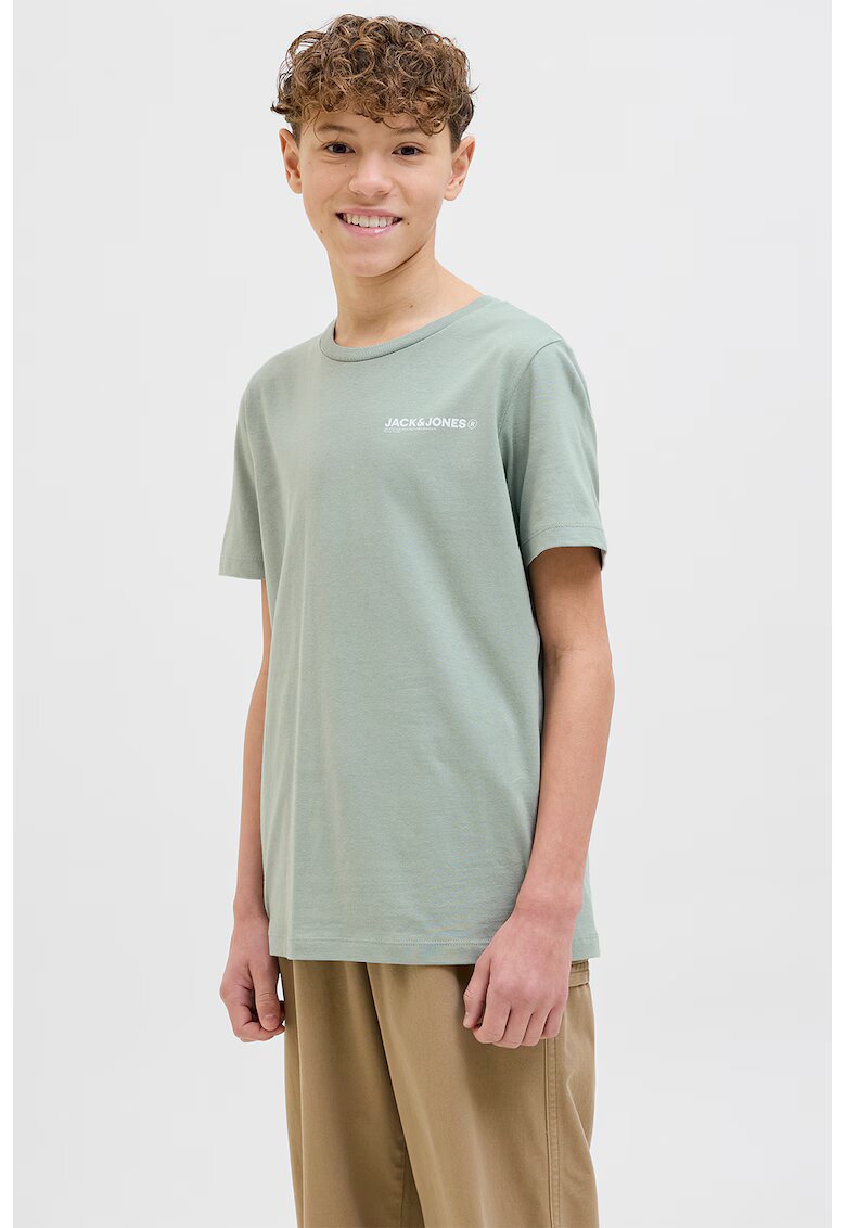 Jack & Jones Tricou lejer de bumbac cu model grafic pe spate - Alb/Verde pal