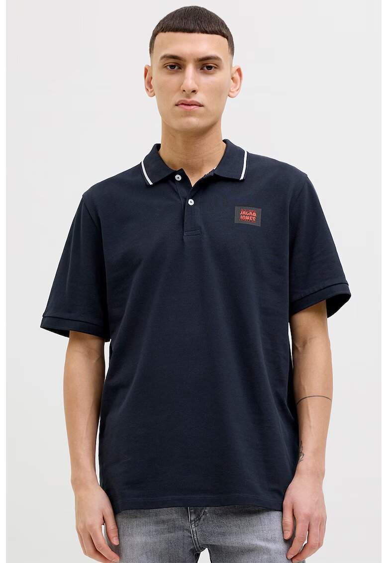 Jack & Jones Tricou polo de bumbac cu logo - Albastru ultramarin