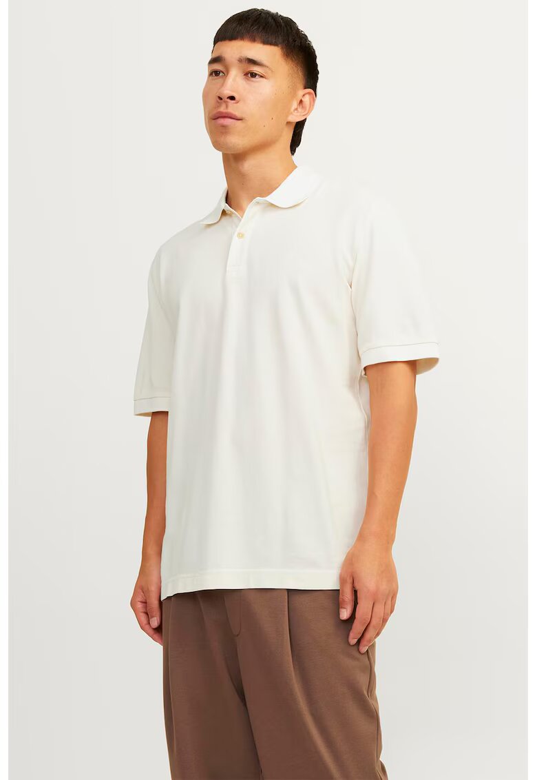 Jack & Jones Tricou polo din material pique William - Alb