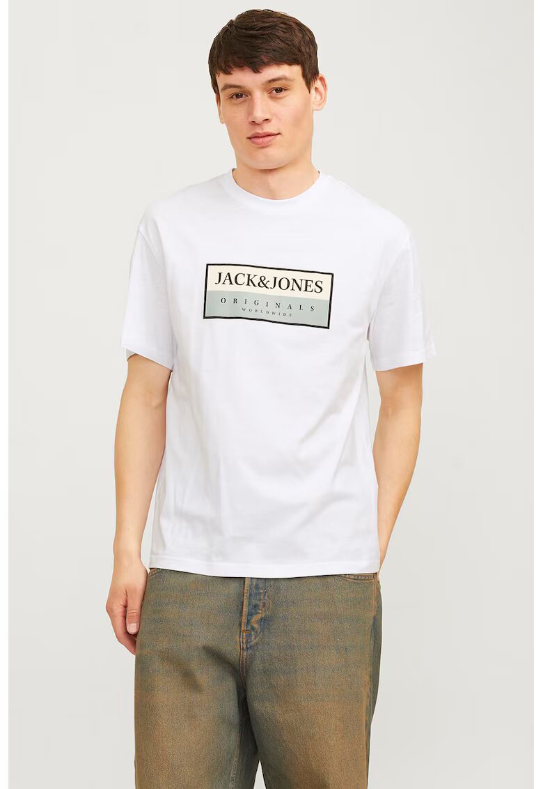 Jack & Jones Tricou regular fit cu decolteu la baza gatului - Alb optic