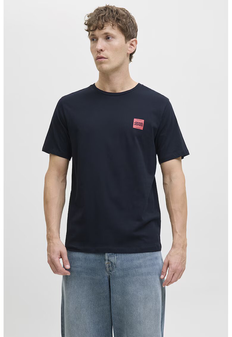 Jack & Jones Tricou regular-fit cu decolteu la baza gatului - Rosu/Albastru ultramarin