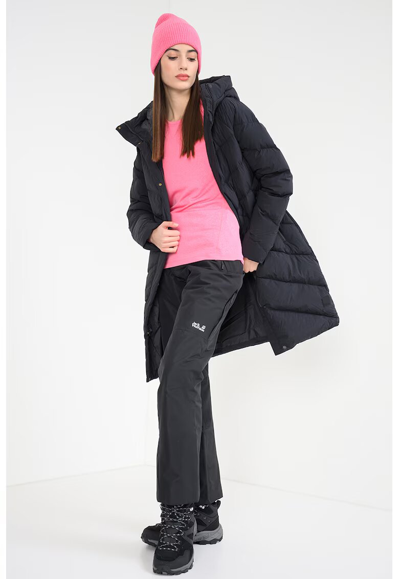 Jack Wolfskin Geaca cu umplutura de puf - gluga si model matlasat Marienplatz - Negru