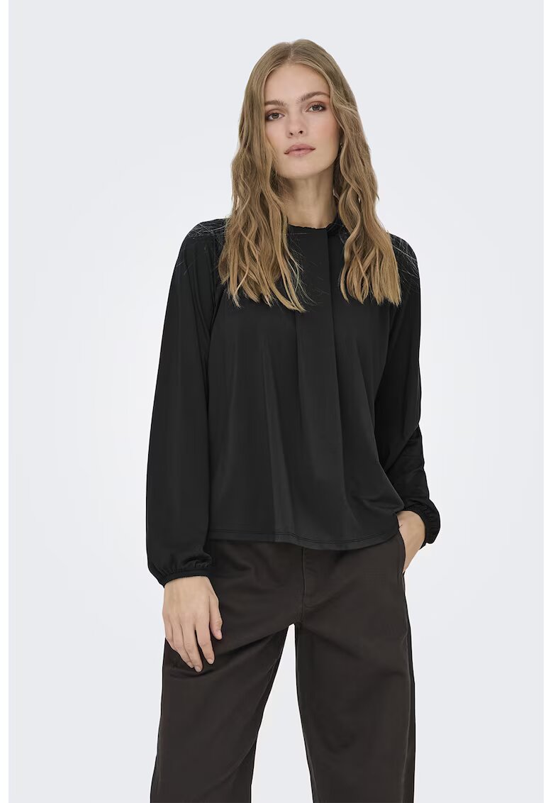 JDY Bluza cu guler scurt si mansete elastice - Negru