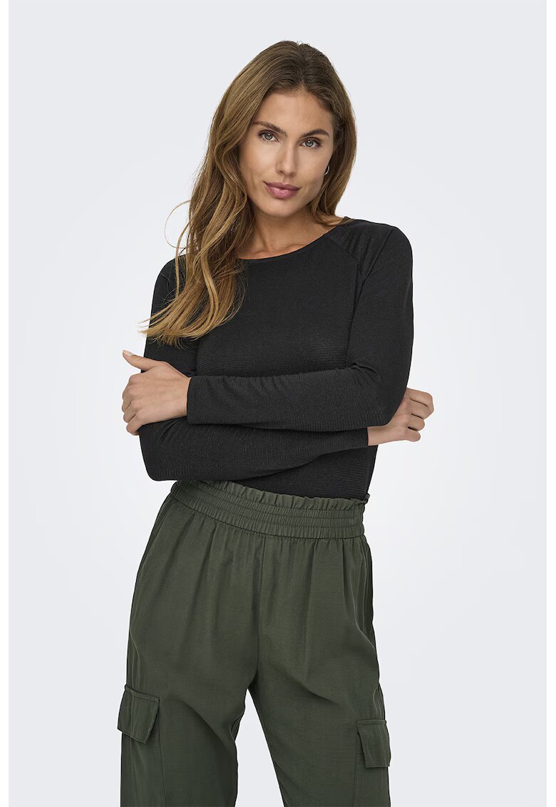 JDY Bluza cu model uni si maneci raglan - Negru