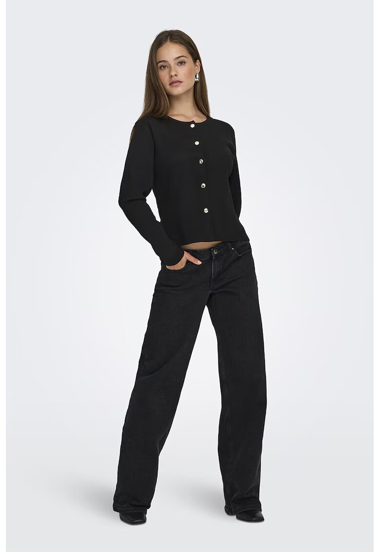 JDY Cardigan slim fit cu capse - Negru
