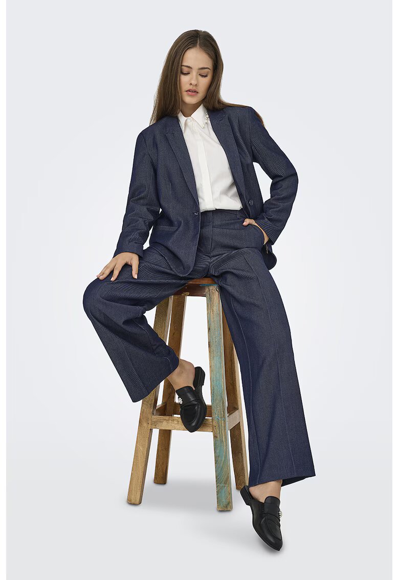 JDY Pantaloni regular fit cu talie inalta - Albastru inchis