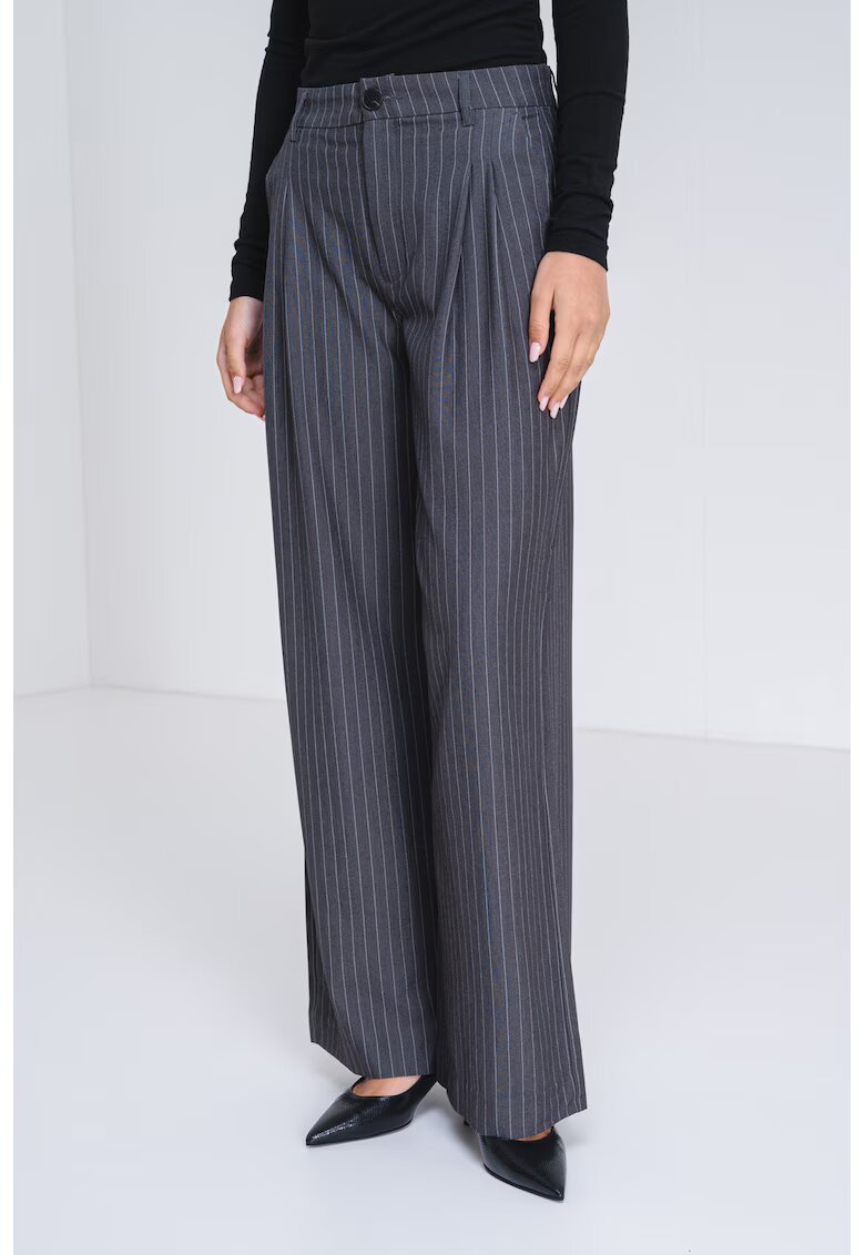 JDY Pantaloni relxed fit cu talie medie - Alb/Gri inchis