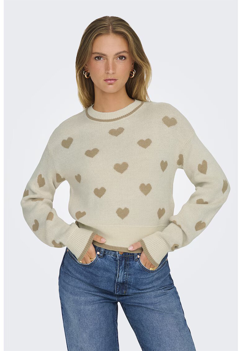 JDY Pulover cu model si maneci cazute - Maro nisip/Maro taupe deschis