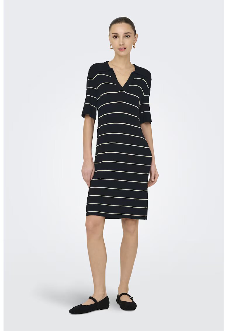 JDY Rochie dreapta cu guler - Negru/Alb murdar