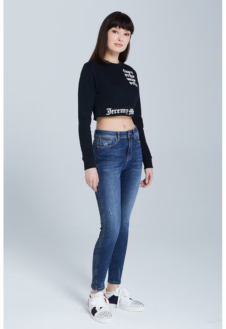 Jeremy Meeks Bluza crop de trening din bumbac organic - Negru