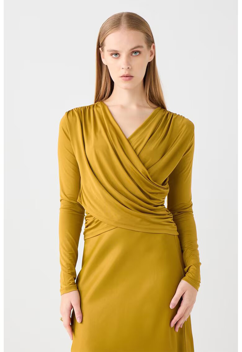 JIMMY KEY Bluza cu decolteu cache-coeur - Galben mustar