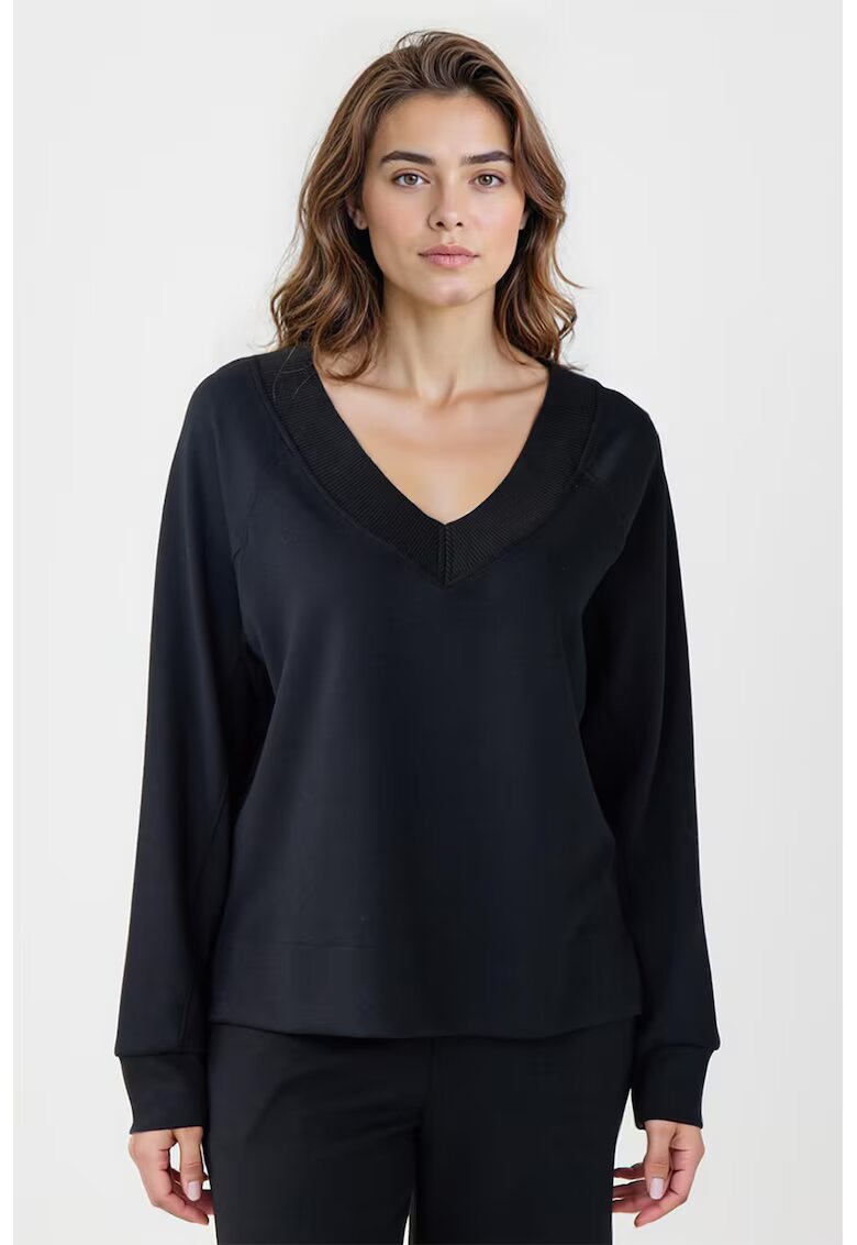 JIMMY KEY Bluza de trening din amestec de modal cu croiala lejera si decolteu in V - Negru
