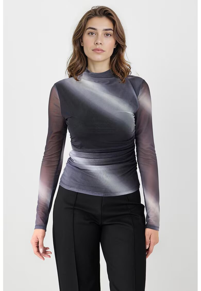 JIMMY KEY Bluza in degrade cu drapaj - Alb/Gri antracit/Gri inchis
