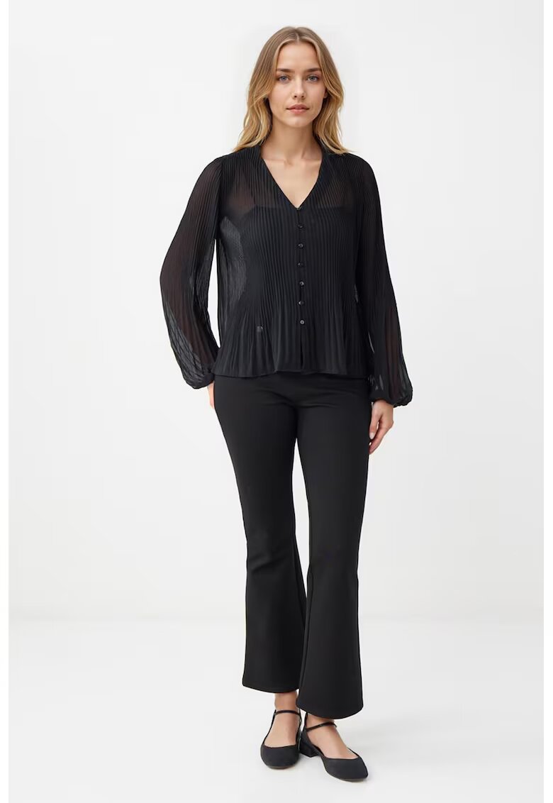 JIMMY KEY Bluza plisata cu decolteu in V - Negru