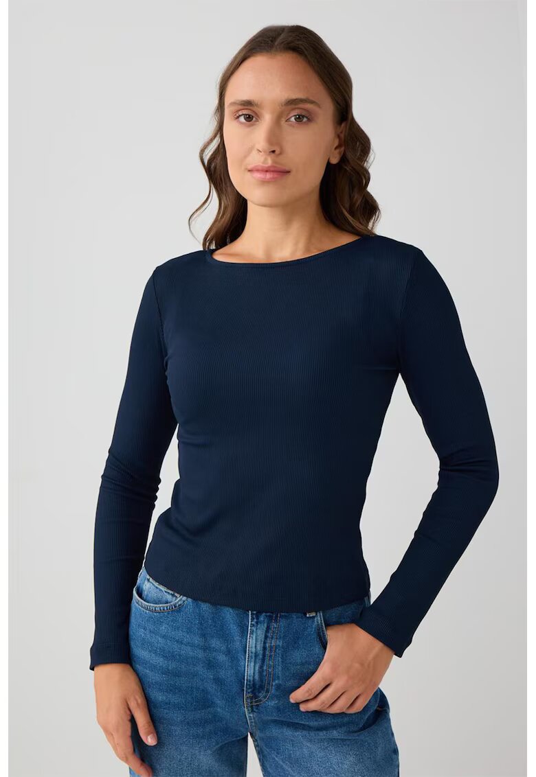JIMMY KEY Bluza slim-fit cu decolteu rotund - Bleumarin