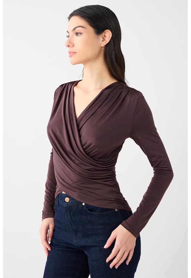 JIMMY KEY Bluzaslim-fit cu model drapat - Maro inchis