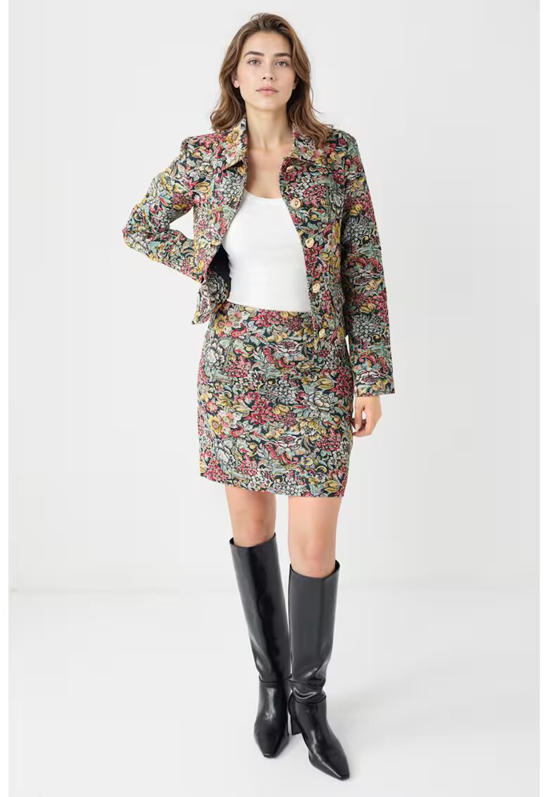 JIMMY KEY Fusta mini dreapta cu model floral - Multicolor