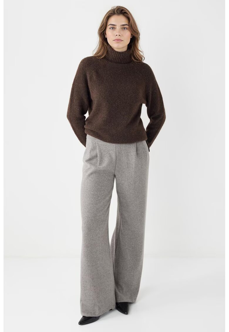 JIMMY KEY Pantaloni ampli cu pliu inversat - Gri deschis melange
