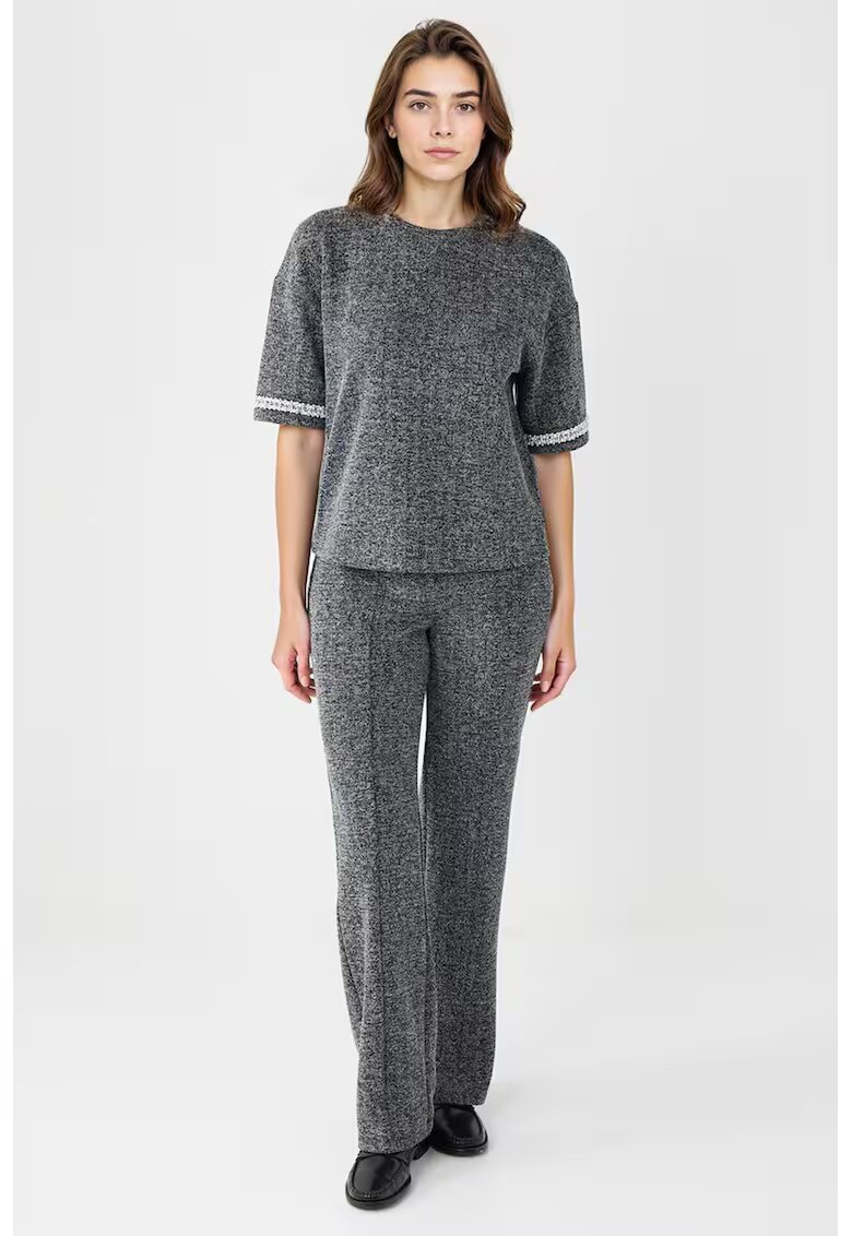 JIMMY KEY Pantaloni cu croiala dreapta si model herringbone - Negru/Gri inchis melange