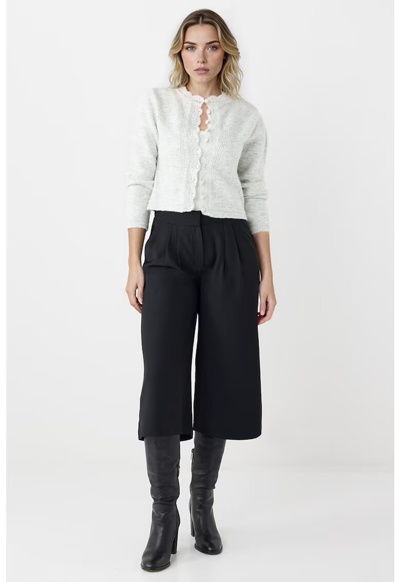 JIMMY KEY Pantaloni culotte midi cu talie inalta - Negru