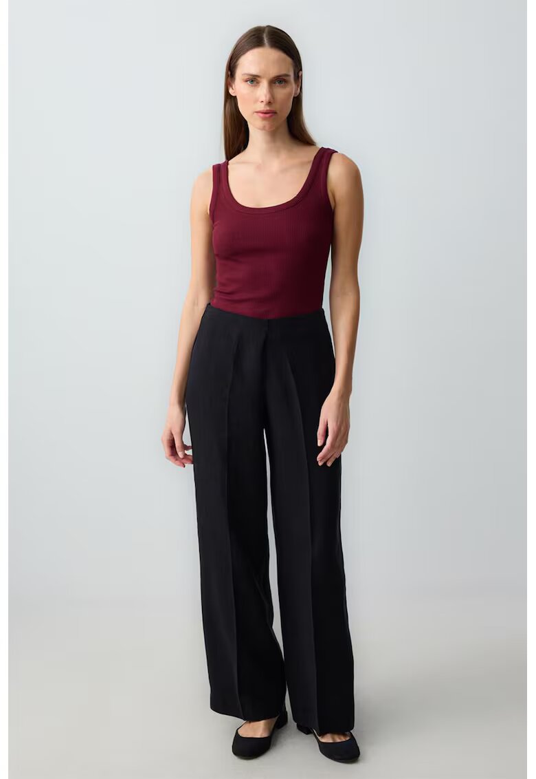 JIMMY KEY Pantaloni din in cu croiala ampla - Negru
