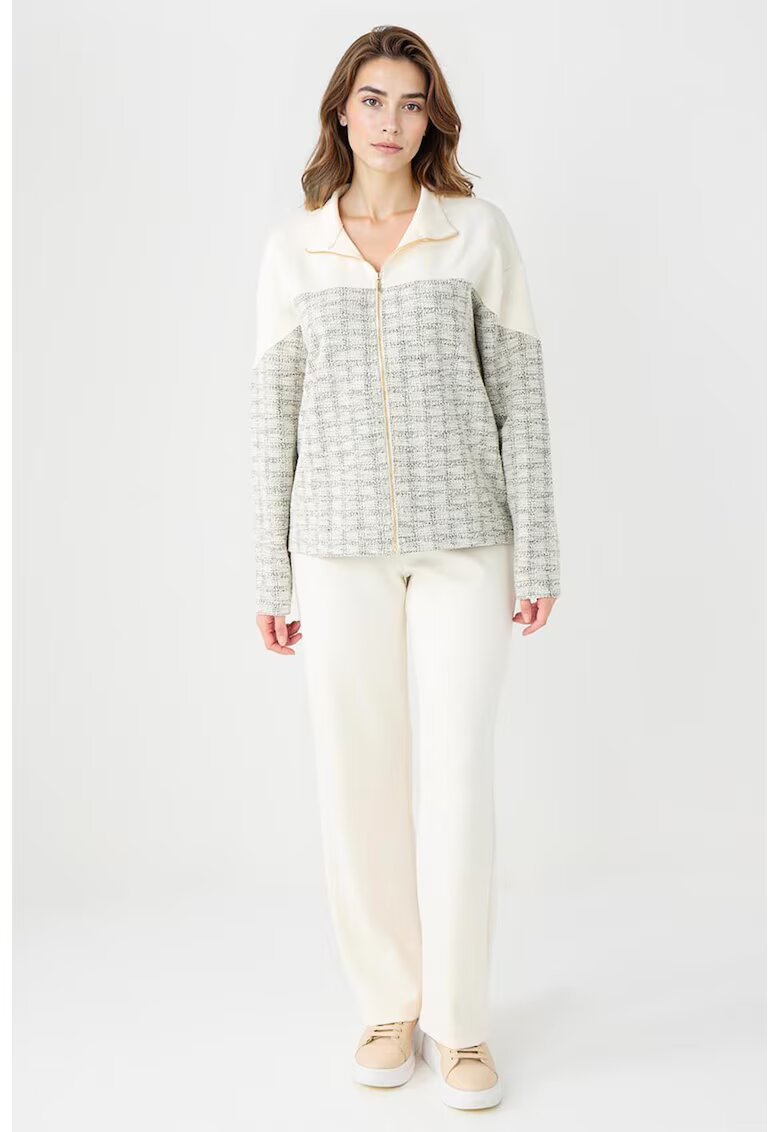 JIMMY KEY Pantaloni drepti din amestec de modal - Alb fildes