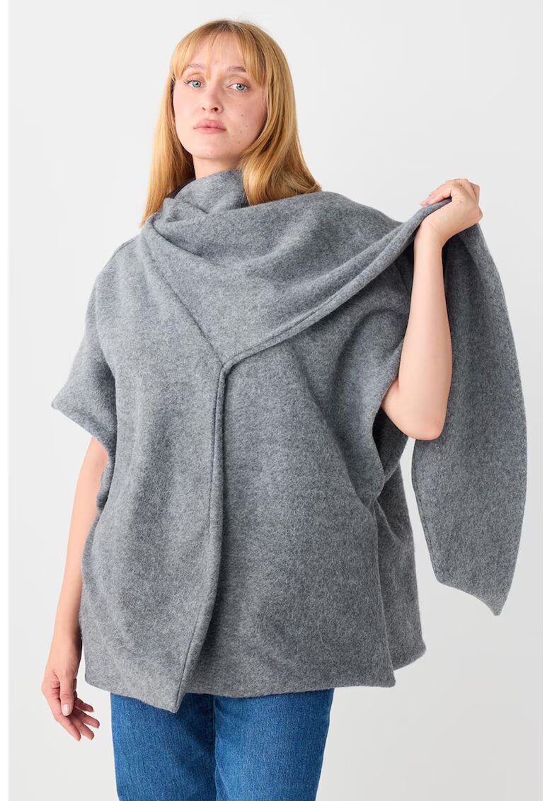 JIMMY KEY Poncho cu desin petrecut - Gri deschis melange