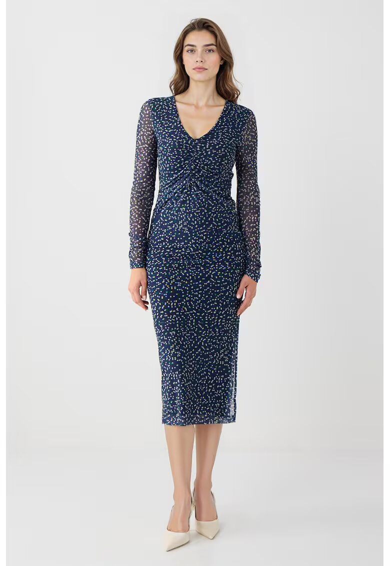 JIMMY KEY Rochie cambrata cu buline - Alb/Albastru inchis